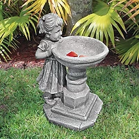 Design Toscano 17" Georgina's Garden Gaze Child at Birdbath Statue