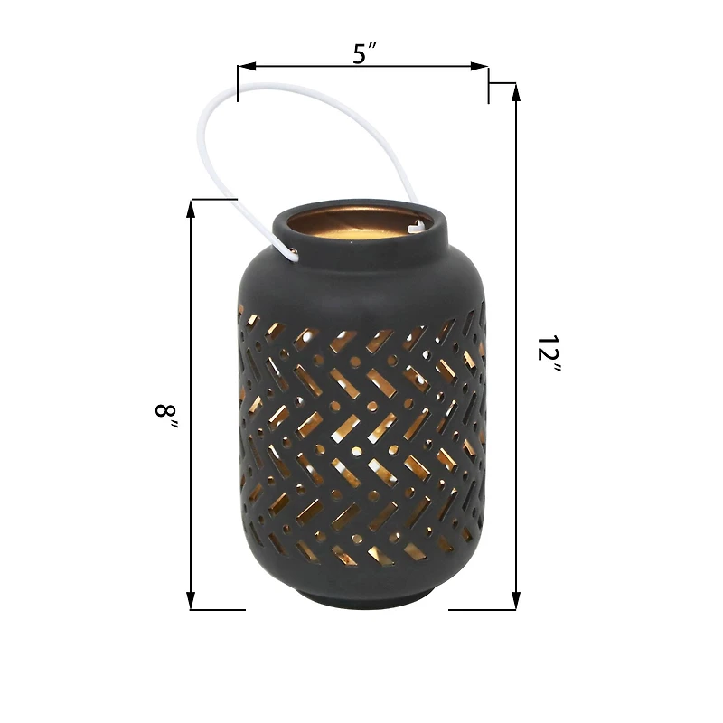 Flora Bunda® 7.5" Chevron LED Ceramic Lantern
