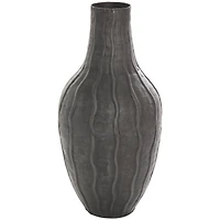 16" Black Metal Snakeskin Inspired Vase with Dimensional Wavy Accents