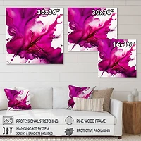 Designart "Ancient Mystery In Viva Magenta II" Abstract Liquid Ink Canvas Wall Art