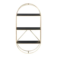 Hello Honey® Metal & Wood Gold Oval Wall Shelf