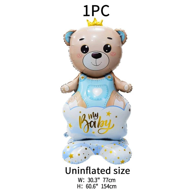 Wizardi Boy Bear with Crown Standing Foil Balloon Decoration