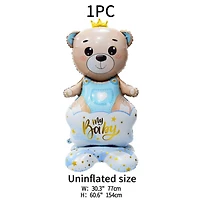 Wizardi Boy Bear with Crown Standing Foil Balloon Decoration