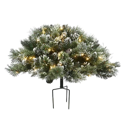 36" Glittery Bristle® Pine Urn Filler with Battery Operated LED Lights