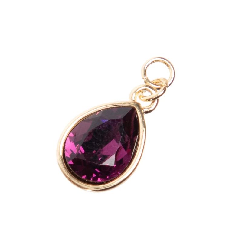 14K Gold Plated Amethyst Austrian Crystal Pear Charm by Bead Landing™