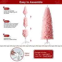 7.5ft. Unlit Pink Pencil Tinsel Artificial Christmas Tree