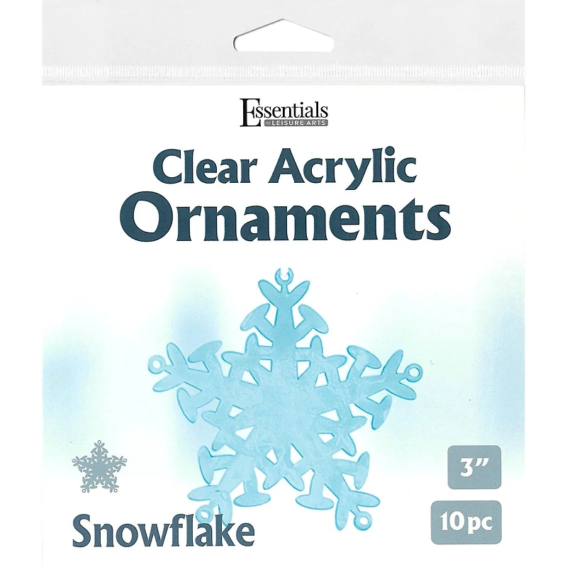 Essentials by Leisure Arts 3" Snowflake Clear Acrylic Ornaments, 10ct.