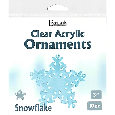 Essentials by Leisure Arts 3" Snowflake Clear Acrylic Ornaments, 10ct.