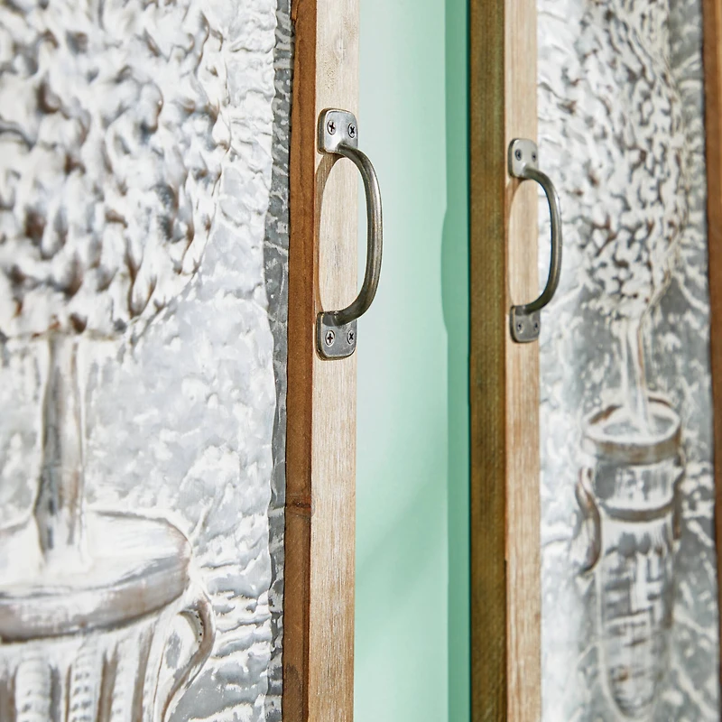 52" Brown Farmhouse Shutter Wall Décor Set