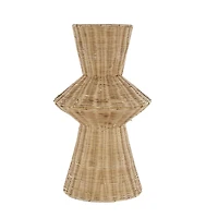 18" Brown Rattan Handmade Woven Tapered & Fluted Vase