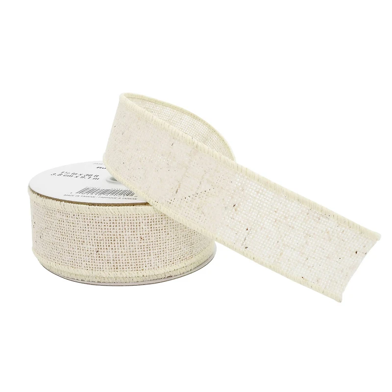 1.5" x 30ft. Ivory Wired Faux Burlap Ribbon by Celebrate It™