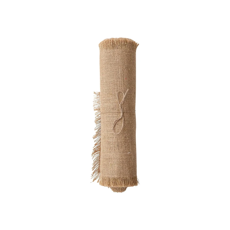 Hello Honey® 6yd. Natural Woven Torn Jute Fabric Roll with Metallic Gold Thread
