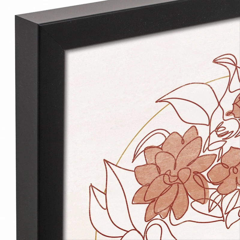 Floral Figure Black Framed Canvas Wall Art