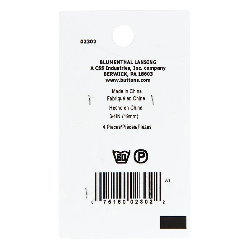 LaMode 3/4" Grey 4-Hole Buttons, 4ct.