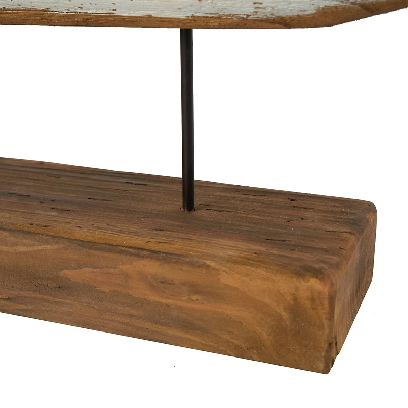 18.5" Brown & White Handmade Whale Sculpture Décor