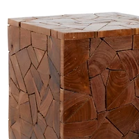 Brown Teak Wood Contemporary Accent Table 16" x 12" x 12"