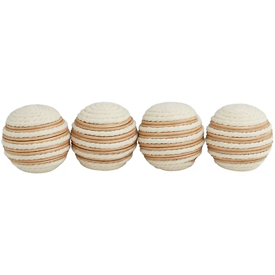White Striped Handmade Jute Orbs & Vase Filler Set