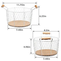 6" Chicken Wire Basket with Wood Look Base