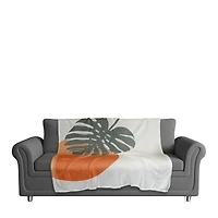 Sun and Palm Leafs 50" x 60" Coral Fleece Blanket