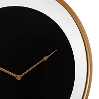 24" Black Metal Wall Clock with Gold Accents