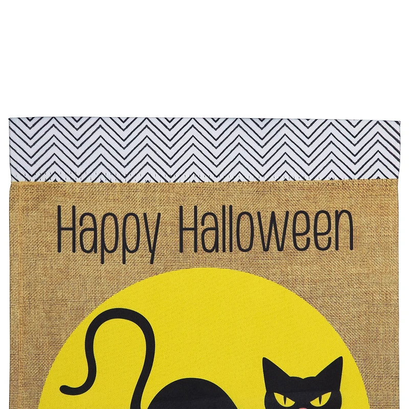 18" x 12.5" Black Cat Happy Halloween Outdoor Garden Flag