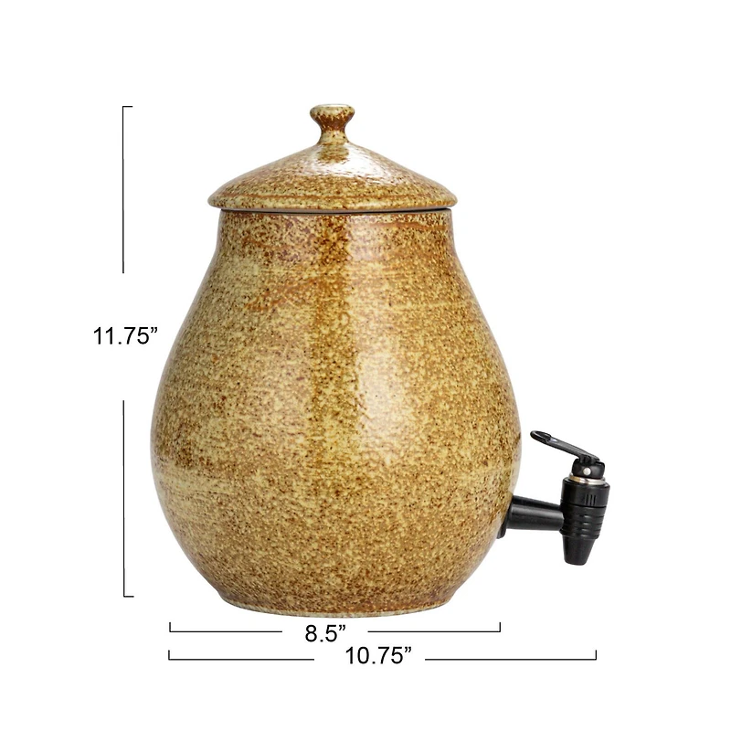 Hello Honey® 5qt. Brown Round Stoneware Beverage Dispenser with Lid