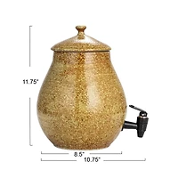 Hello Honey® 5qt. Brown Round Stoneware Beverage Dispenser with Lid