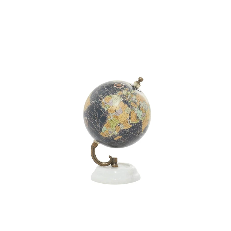 Modern Black Globe with Iron & Marble Base