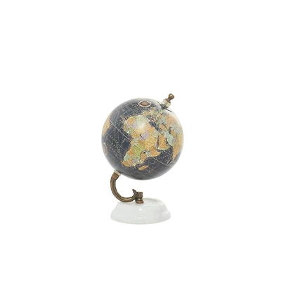 Modern Black Globe with Iron & Marble Base