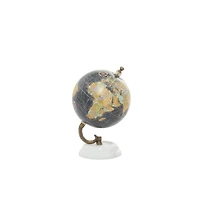 Modern Black Globe with Iron & Marble Base