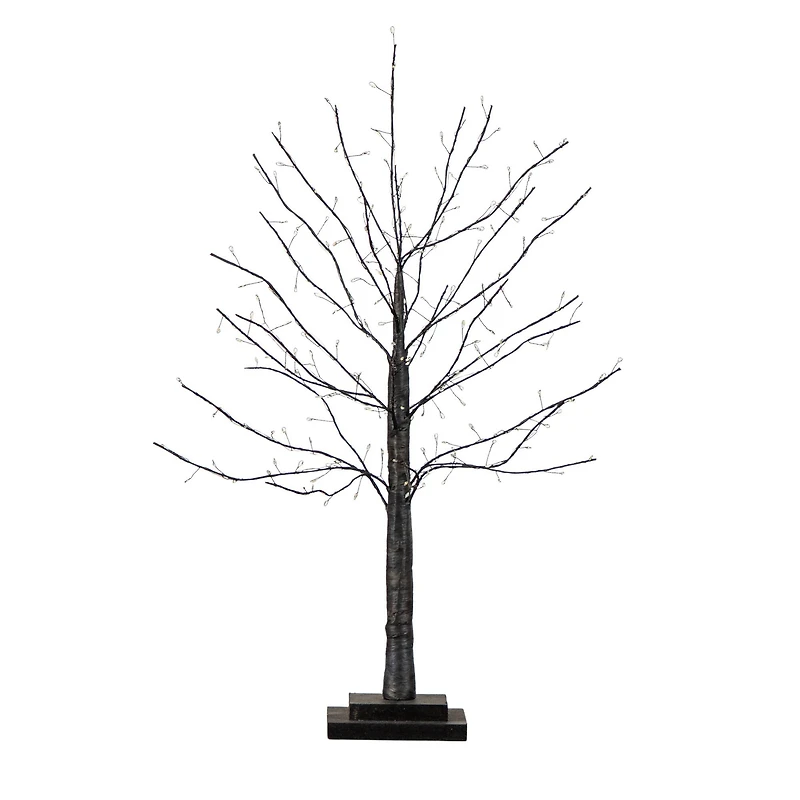 2ft. Pre-Lit Artificial Halloween Black Twig Tree with 210 Warm White Fairy Copper Wire LED Lights