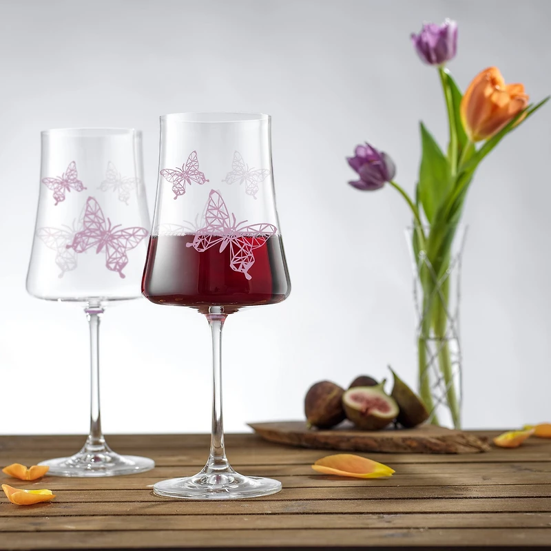 JoyJolt® 21oz. Meadow Butterfly Crystal Red Wine Glasses Set, 2ct.