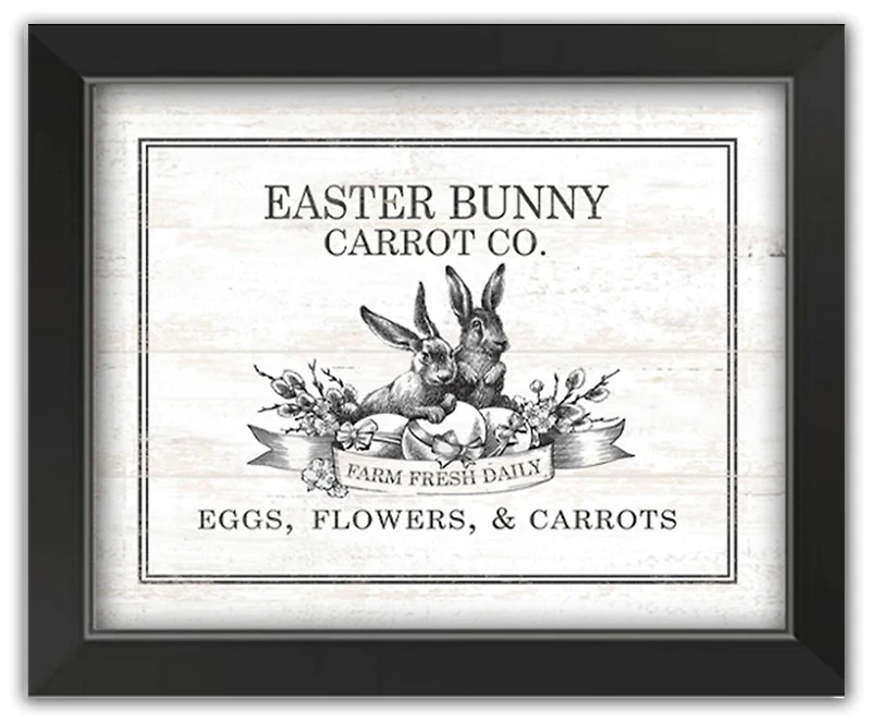 Easter Bunny Carrot Farm 4 11" x 14" Black Framed Print Under Plexiglass