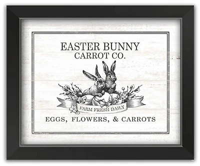 Easter Bunny Carrot Farm 4 11" x 14" Black Framed Print Under Plexiglass