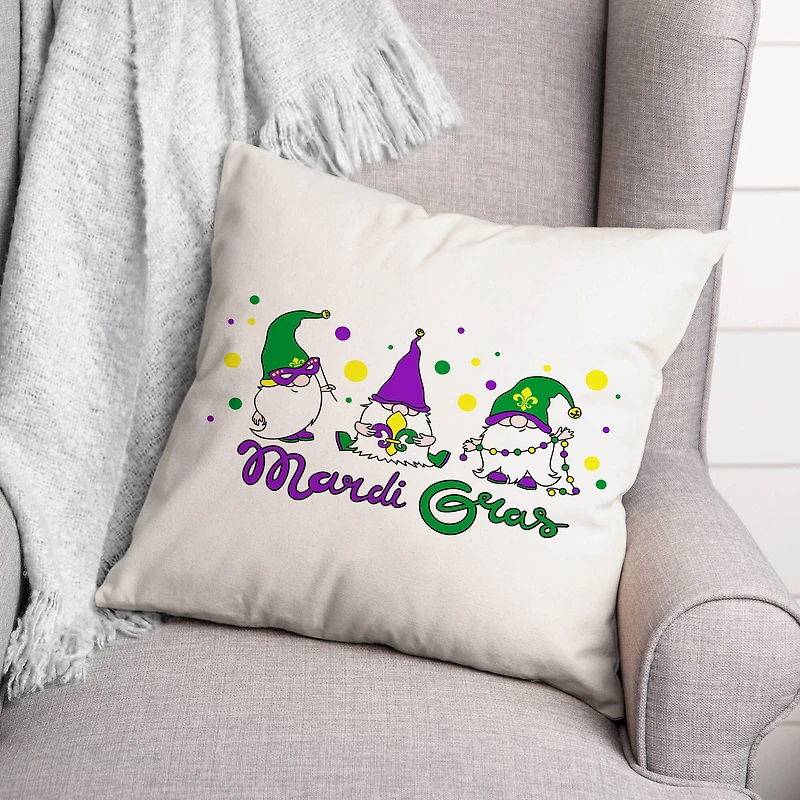 Mardi Gras Gnome Throw Pillow