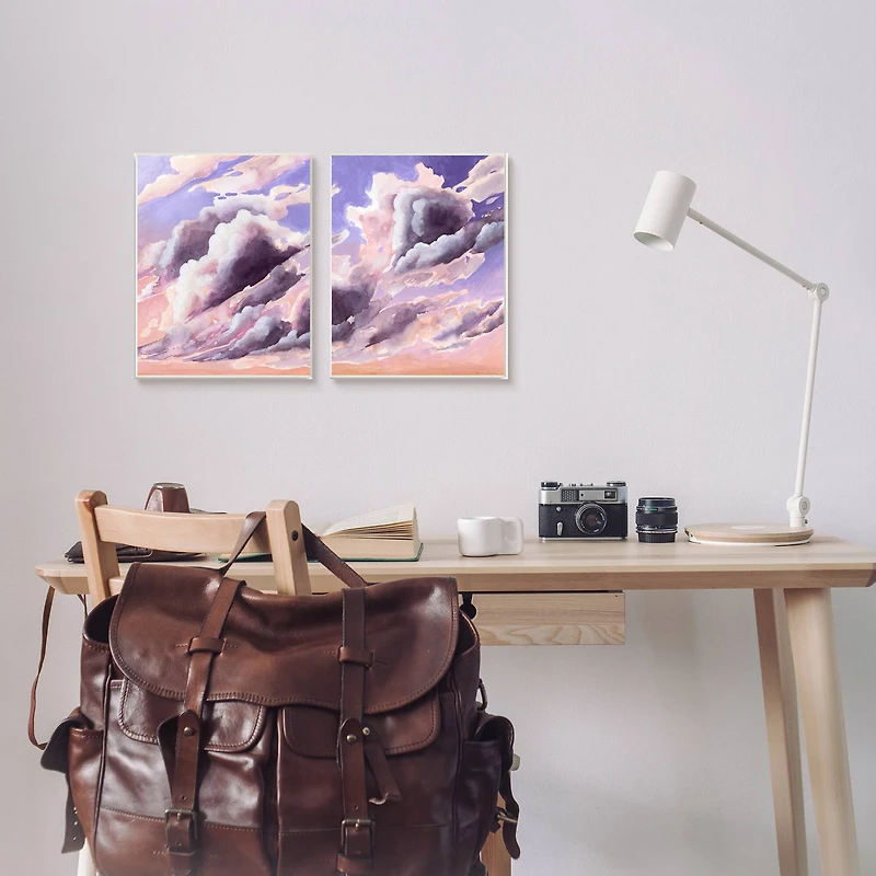 Stupell Industries Cumulus Cloudy Sky Blue Orange Sunset,10" x 15"