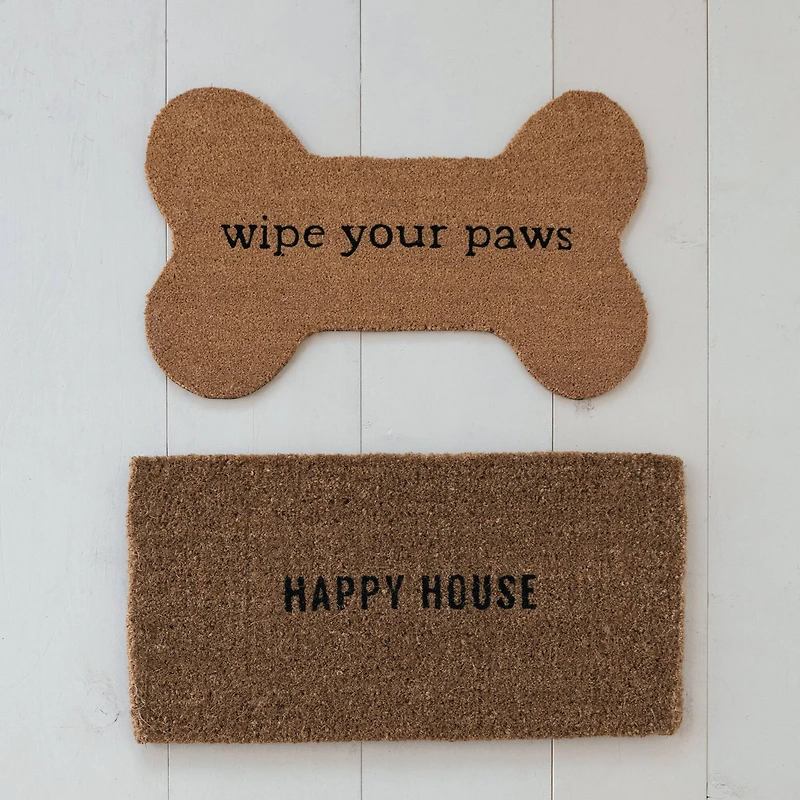 Hello Honey® 32" x 16" Happy House Natural Coir Doormat
