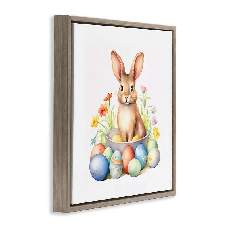 Stupell Industries Easter Bunny & Eggs Floater Framed Art