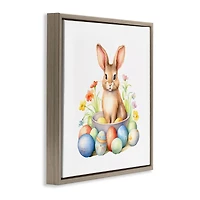 Stupell Industries Easter Bunny & Eggs Floater Framed Art