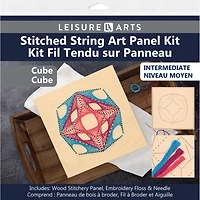 Leisure Arts® Intermediate Cube Wood Stitched String Art Panel Kit