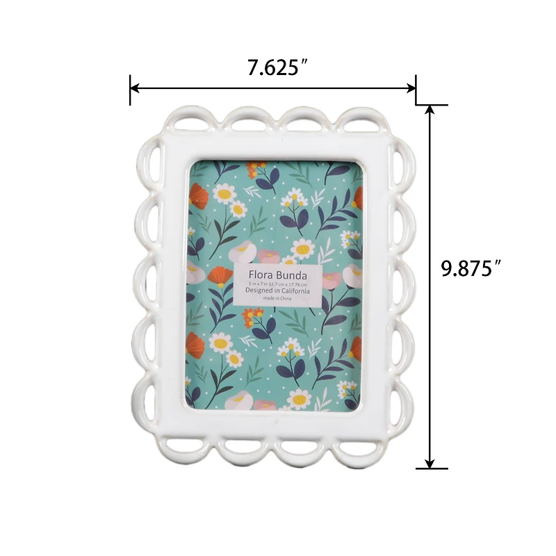 Flora Bunda 5" x 7" Scallop Edge Ceramic Photo Frame