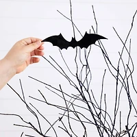 5ft. Pre-Lit Artificial Halloween Black Twig Tree with Bats and 50 Warm White LED Lights