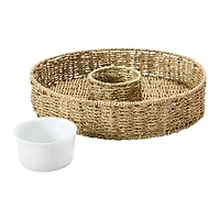 Hello Honey® Hand-Woven Seagrass Chip & Dip Basket with 6 oz. Ceramic Bowl Set