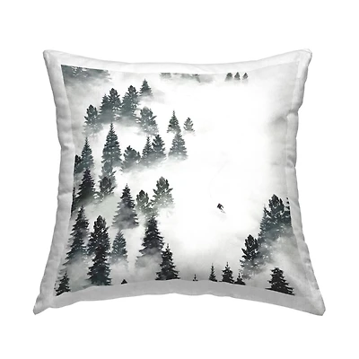 Stupell Industries Aerial Winter Ski Slopes Snowy Nature Scene Throw Pillow, 18" x 18"