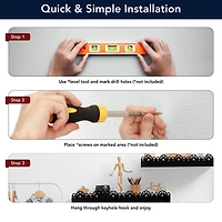 American Art Decor Scallop Metal Floating Shelves, 3pc Picture Ledge Set, Black - 3" x 5" x 24"