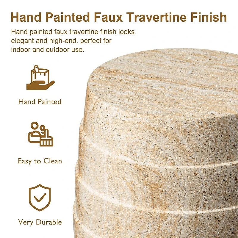 Glitzhome® 18.5" Multi-Functional Faux Travertine Garden Stool