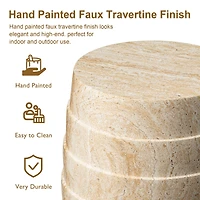 Glitzhome® 18.5" Multi-Functional Faux Travertine Garden Stool