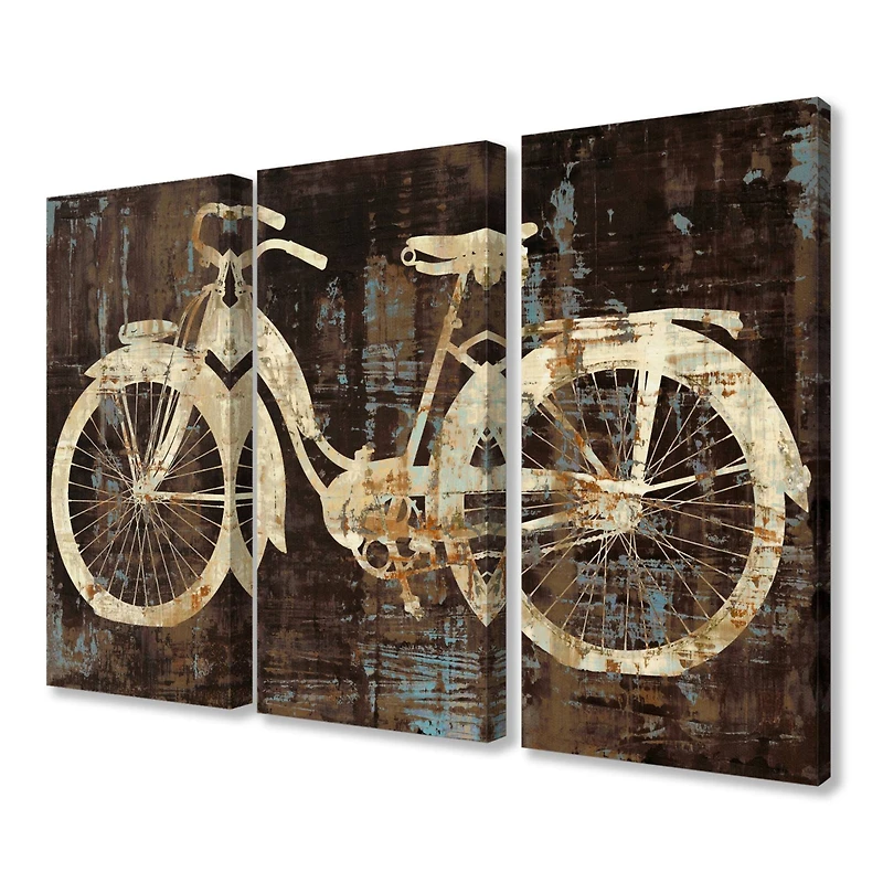 Stupell Industries 3-Piece Distressed Bicycle Canvas Wall Art