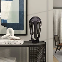15" Black Aluminum Drip Vase with Melting Designed Body