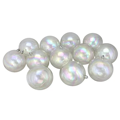 12ct. 4" Clear Iridescent Shatterproof Shiny Christmas Ball Ornaments